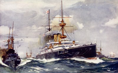 Majestatyczny. Okręt flagowy Dywizjonu Kanałów, 1901 autorstwa Charles Edward Dixon