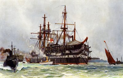 The Old Implacable (Duguay Trouin) w Devonport, 1901 autorstwa Charles Edward Dixon