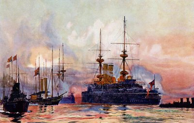 Książę Jerzy w Spithead: Morskie Requiem królowej Wiktorii autorstwa Charles Edward Dixon