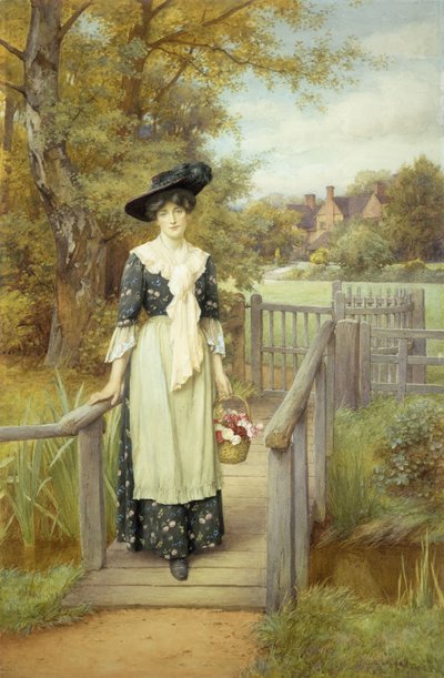A Country Beauty (w/c na ołówku z gwaszem na papierze) autorstwa Charles Edward Wilson