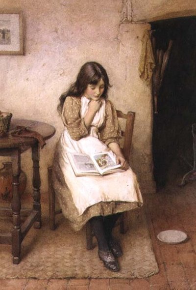 Dziewczyna czytająca (akwarela i gwasz) autorstwa Charles Edward Wilson