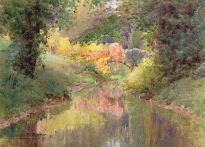 Jesień w ogrodzie w Hoghton Tower, Lancashire autorstwa Charles Edwin Flower