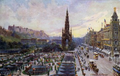 Princes Street, Edynburg, Szkocja (kolor lito) autorstwa Charles Edwin Flower