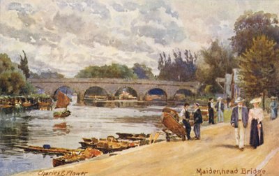 Tamiza: Maidenhead Bridge (kolorowa litografia) autorstwa Charles Edwin Flower