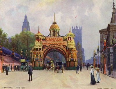 Łuk Kanadyjski, Whitehall, czerwiec 1902 r. autorstwa Charles Edwin Flower