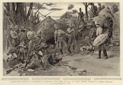 Ciężko zdobyty Łup w Rodezji, zabierając Łupy Wojenne po zdobyciu Kopje Kraal autorstwa Charles Edwin Fripp