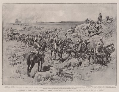 Kolumny z amunicją haubicy z siłami Lorda Roberta podczas marszu frontu autorstwa Charles Edwin Fripp