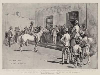W drodze do Bulawayo, sprzedaż koni na aukcji w Mafeking autorstwa Charles Edwin Fripp