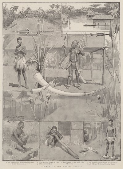 Sceny w Kongo, Afryka autorstwa Charles Edwin Fripp