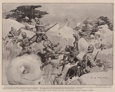 Bitwa o Spion Kop, skok na górę pod ciężkim ogniem autorstwa Charles Edwin Fripp