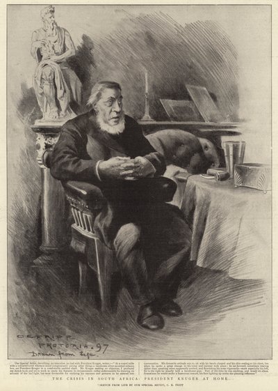 Kryzys w RPA, prezydent Kruger w domu autorstwa Charles Edwin Fripp