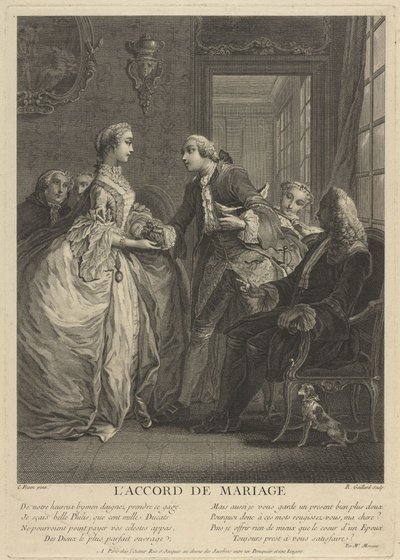 Umowa małżeńska, XVIII wiek autorstwa Charles Eisen
