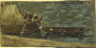 Zacumowane łodzie, ok. 1870 (olej na płótnie) autorstwa Charles Emile Cuisin