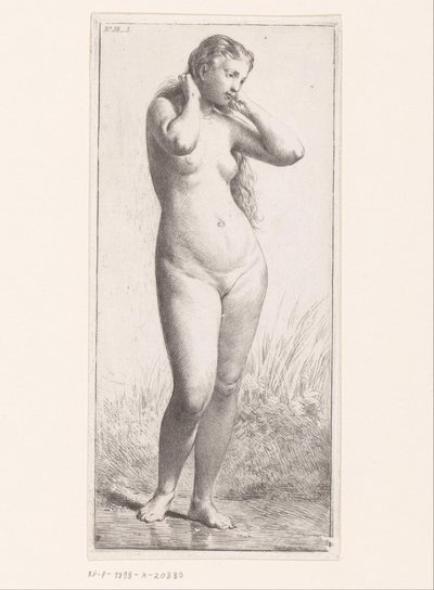 stojąca naga kobieta autorstwa Charles Emile Jacque (attributed to)