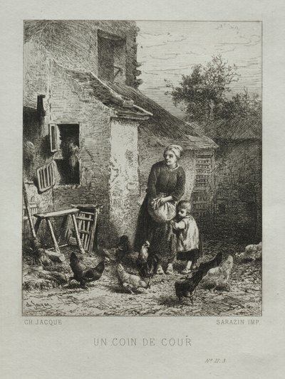 Zakątek dziedzińca. autorstwa Charles Emile Jacque