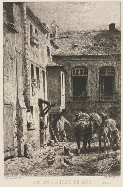 Dziedziniec w Paryżu autorstwa Charles Emile Jacque