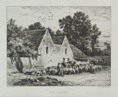 Dom na farmie. autorstwa Charles Emile Jacque