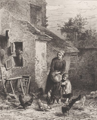 Narożnik dziedzińca, 1864 r. autorstwa Charles Emile Jacque