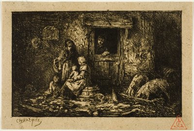Drzwi domu wiejskiego autorstwa Charles Emile Jacque