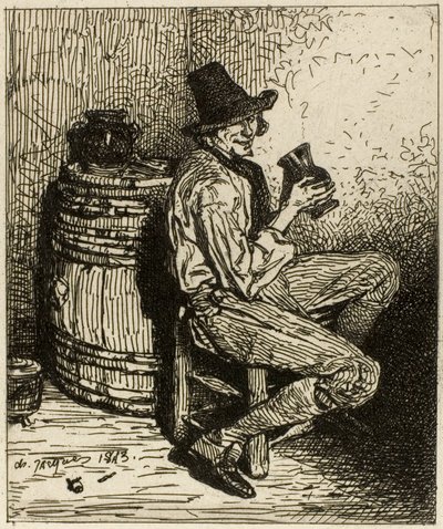Pijący autorstwa Charles Emile Jacque