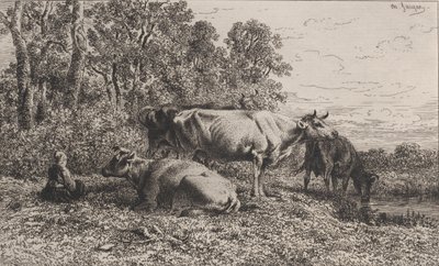 Holenderskie krowy, 1864. autorstwa Charles Emile Jacque