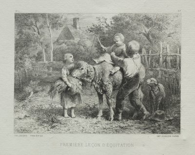 Pierwsza lekcja jazdy konnej. autorstwa Charles Emile Jacque