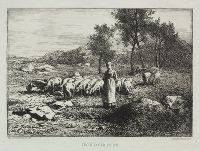 Stado świń, 1868. autorstwa Charles Emile Jacque