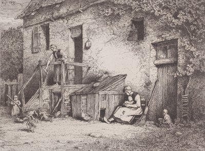 Przed domem, 1845. autorstwa Charles Emile Jacque