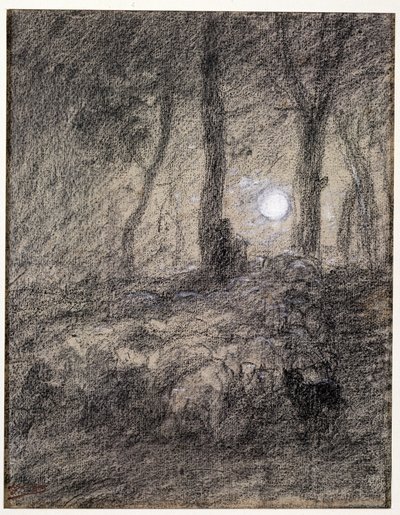 Stado owiec w świetle księżyca autorstwa Charles Emile Jacque