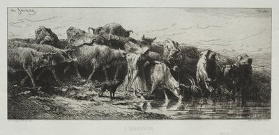LAbreuvoir, 1866. autorstwa Charles Emile Jacque