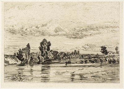 Krajobraz w pobliżu Asnières autorstwa Charles Emile Jacque