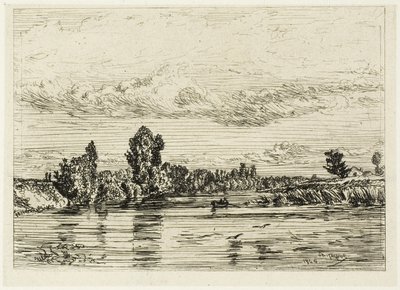 Krajobraz w pobliżu Asnières autorstwa Charles Emile Jacque