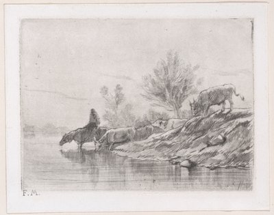 Krajobraz z bydłem, 1848. autorstwa Charles Emile Jacque