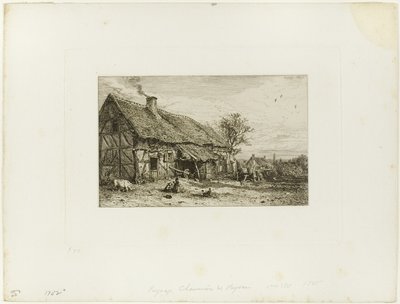 Krajobraz z domem chłopskim autorstwa Charles Emile Jacque