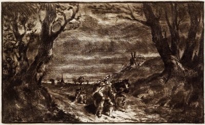 Man Leading Horse, XIX w. (akwaforta, sucha igła i ruletka) autorstwa Charles Emile Jacque