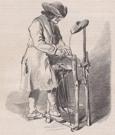 Luwr, kolekcja rysunków, Le Remouleur, autorstwa Watteau, z Magasin Pitto..., ca. 1852. autorstwa Charles Emile Jacque