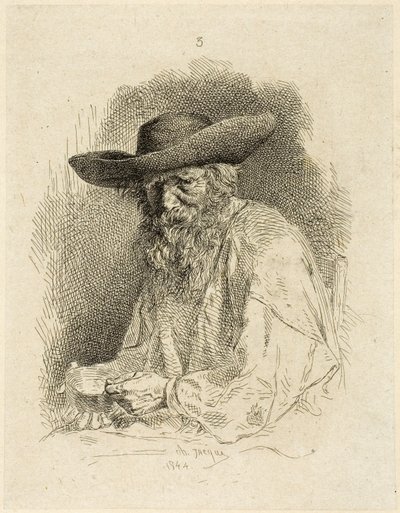 Stary człowiek z bałaganem Tin autorstwa Charles Emile Jacque