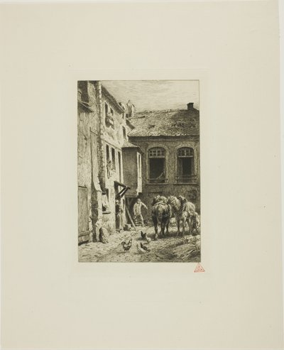 Paryski Dziedziniec autorstwa Charles Emile Jacque