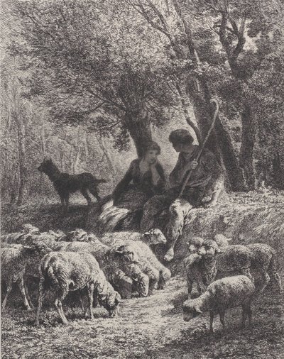 Scena pasterska, 1864. autorstwa Charles Emile Jacque