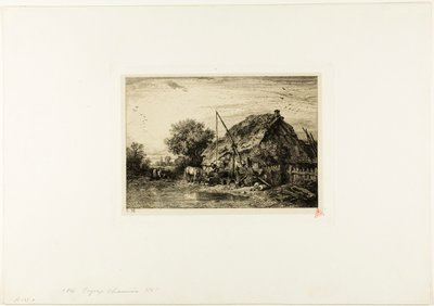 Dom Wiejski ze Stawem autorstwa Charles Emile Jacque