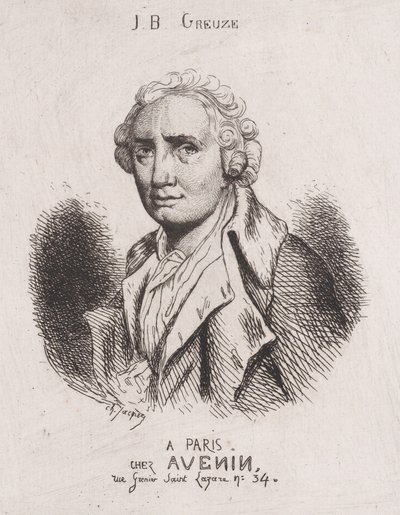 Portret J.B. Greuze, XIX w. autorstwa Charles Emile Jacque