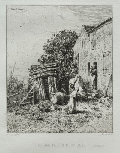 Rustykalny Dom. autorstwa Charles Emile Jacque
