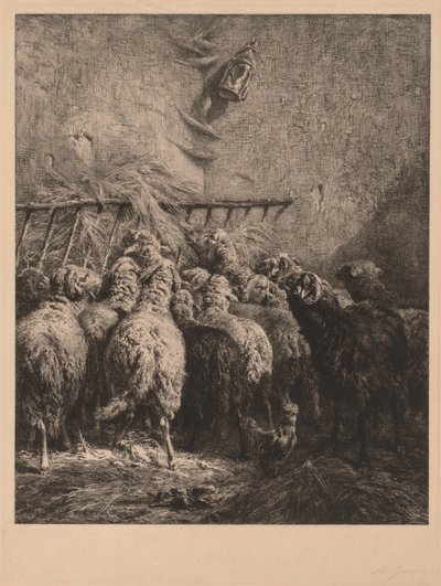 Zagroda dla owiec w Bearn autorstwa Charles Emile Jacque