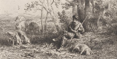 Małe stado świń, 1864. autorstwa Charles Emile Jacque