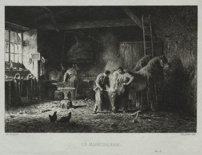 Kuźnia autorstwa Charles Emile Jacque