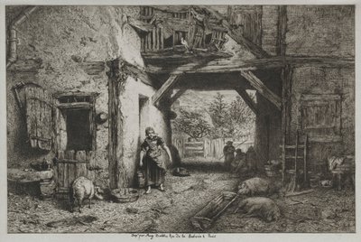 Gospodarstwo. autorstwa Charles Emile Jacque
