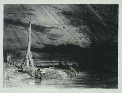 Rybak, deszczowa pogoda autorstwa Charles Emile Jacque