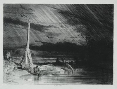 Rybak, Deszczowa pogoda, 1847. autorstwa Charles Emile Jacque