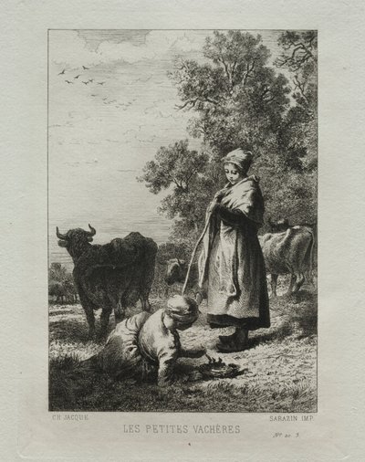 Mali pasterze. autorstwa Charles Emile Jacque