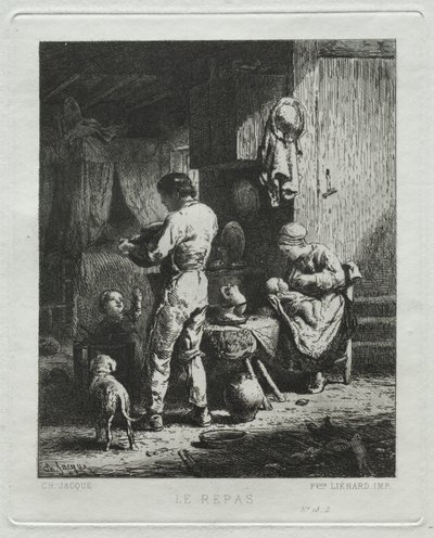Poczęstunek. autorstwa Charles Emile Jacque